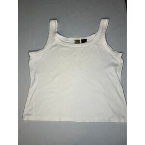 Rafaella Sport White Tank Top Womens Medium Cotton Scoop Neck Ribbed Basic